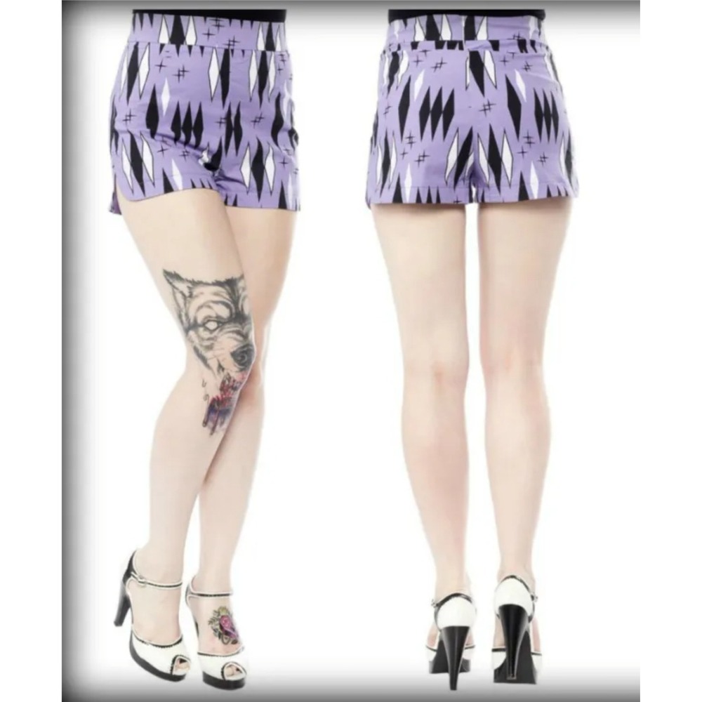 Sourpuss Women's Retro Sweetie Pie Shorts Size Medium Purple Rockabilly MCM - Picture 1 of 8